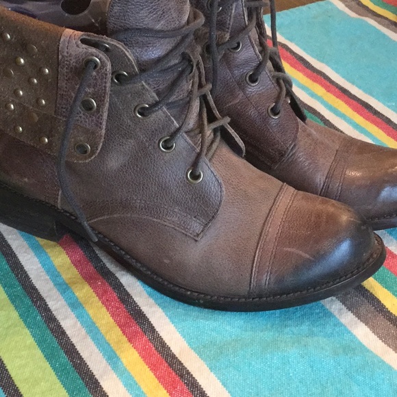 Gianni Bini Shoes - GIANNI BINI LEATHER COMBAT BIKER MOTO CUFF BOOT